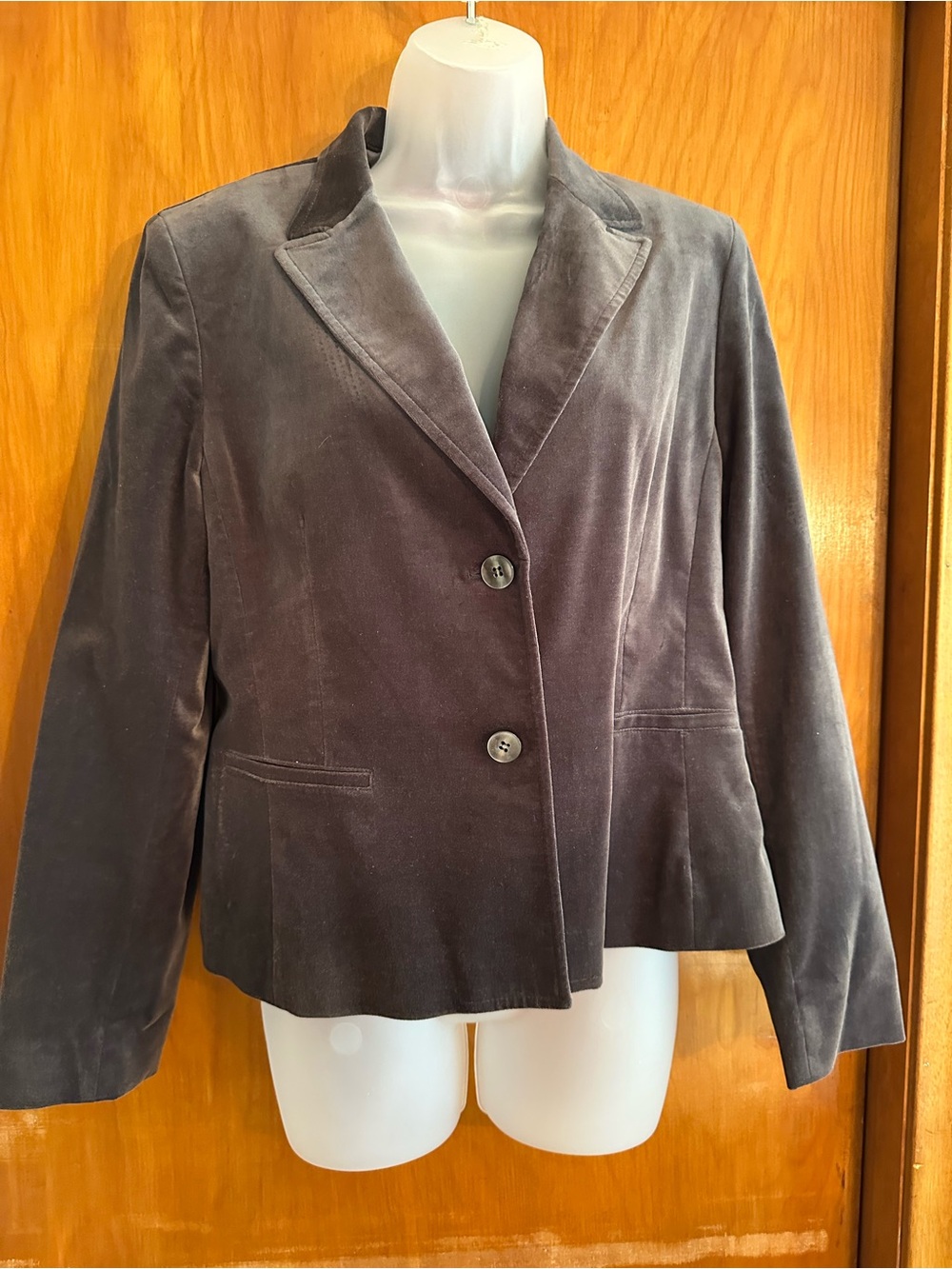 AK Anne Klein Charcoal Gray Velvet Blazer Jacket Size 10